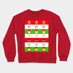 RED And Green Santa Funny Claus Christmas Stripes Crewneck Sweatshirt